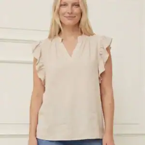 Pearl Flounce Top - Vit, XS